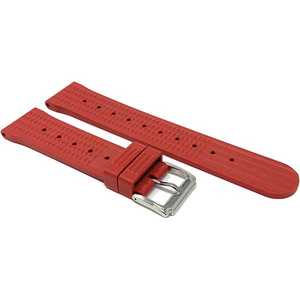 2 Pack - Vintage Rubber Diver Waffle Watch Bands Red and Orange, 20mm |  Dial - Image 6
