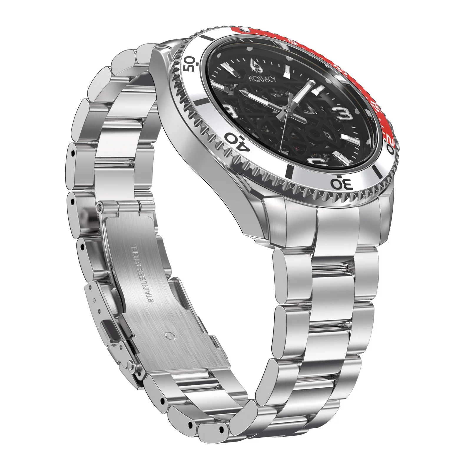 Automatic Miyota Movement Skeleton Silver/Red | Black Dial - Image 8