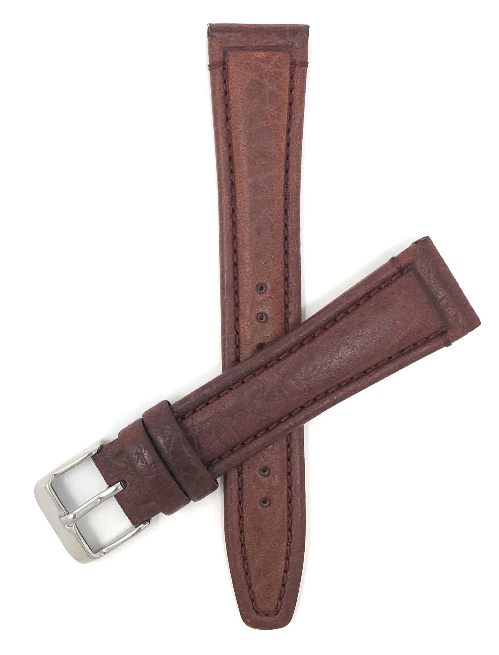 Bandini 18mm Light Brown Italian Leather Watch Band - Classic - Padded 18mm / Light Brown / Silver Buckle |  Dial