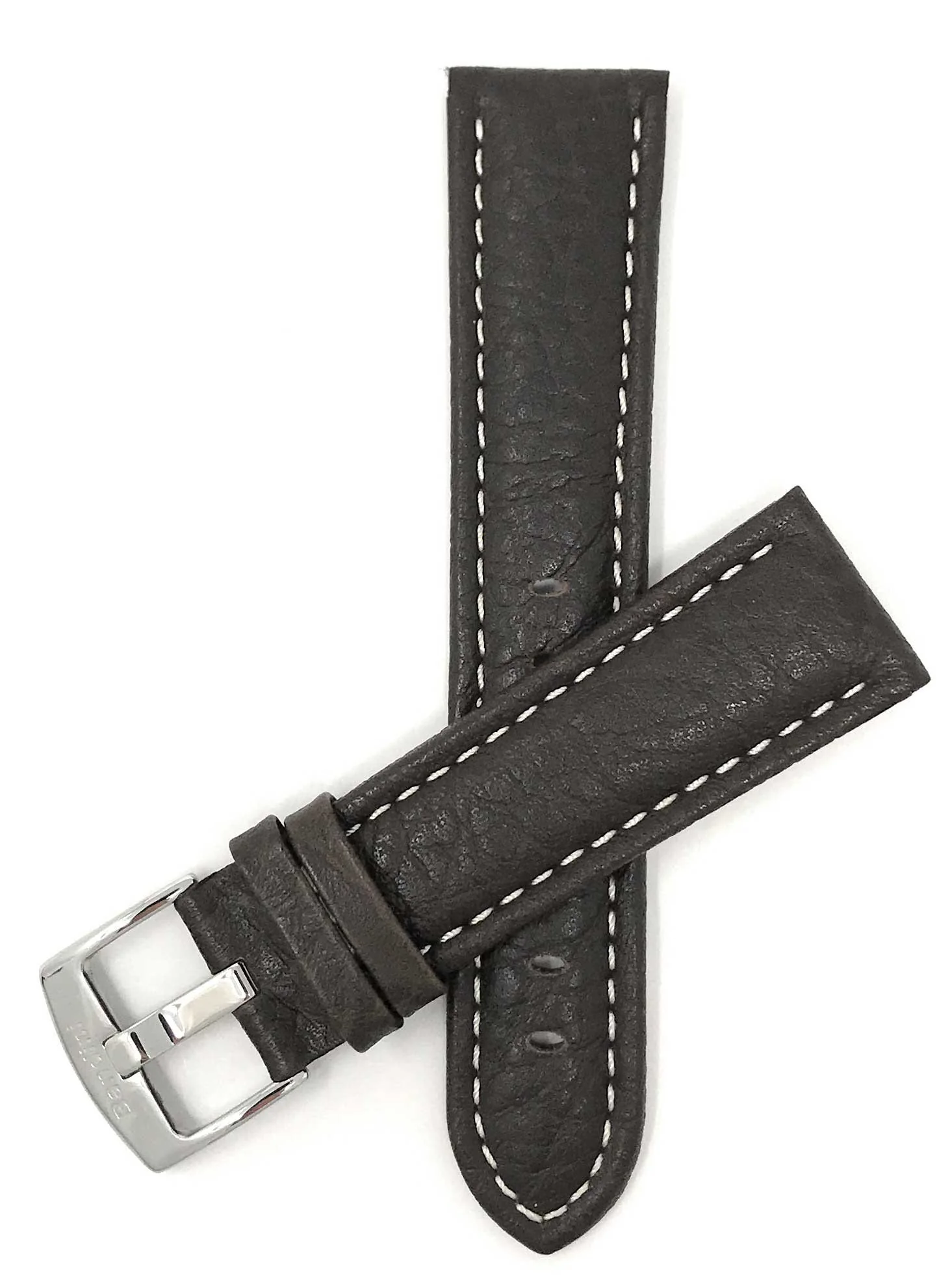 Bandini 24mm Extra long - Brown Italian Leather Watch Band - Buffalo Pattern - Padded 24mm Extra long / Brown / Silver Buckle |  Dial