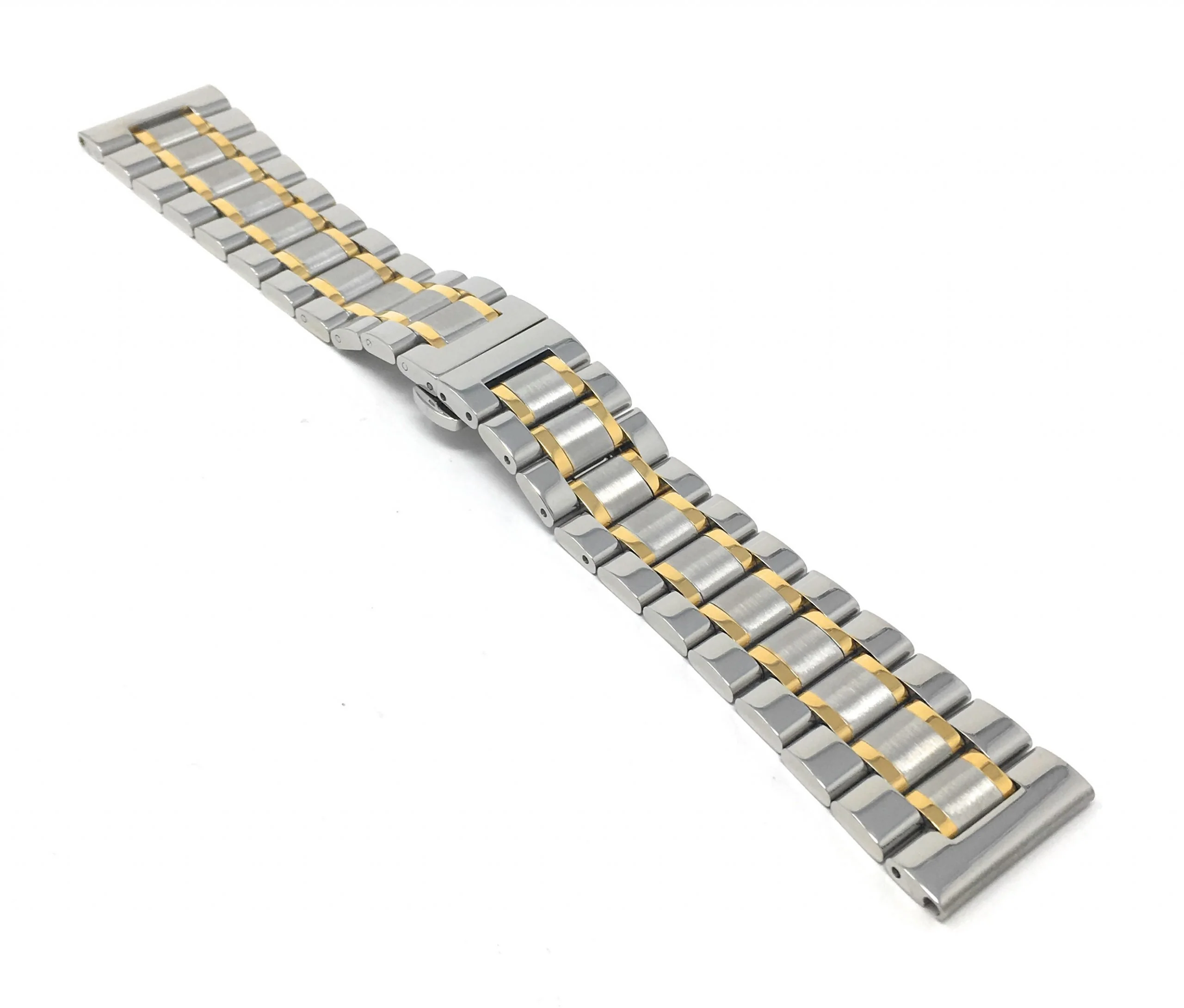 Bandini 24mm Silver / Gold Stainless Steel Watch Band - Metal 24mm / Silver / Gold / Silver Buckle |  Dial