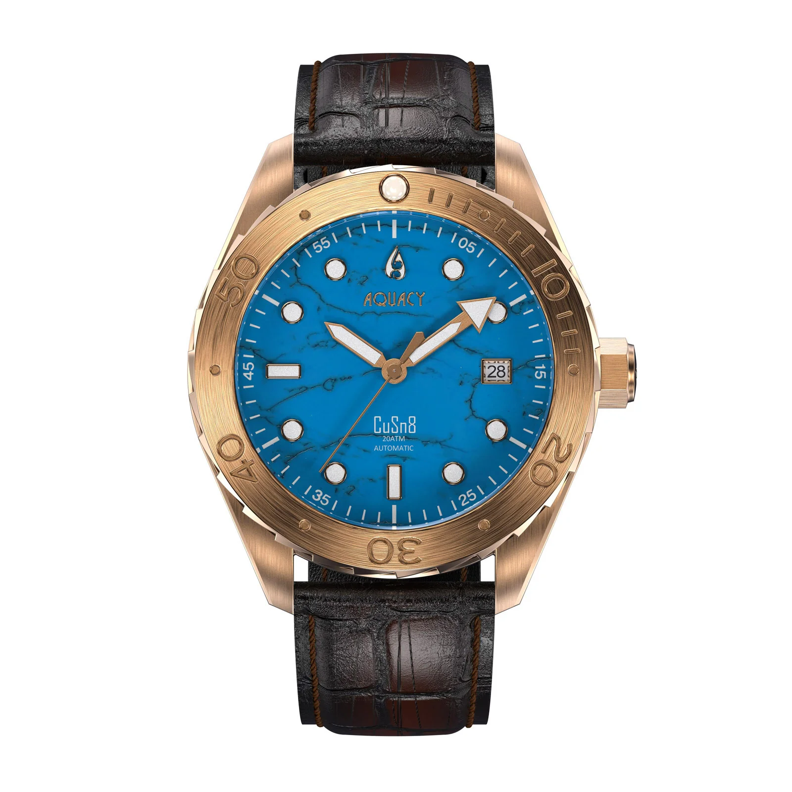 Bronze CuSn8 Men's Turquoise Automatic Watch Turquoise | Blue Dial