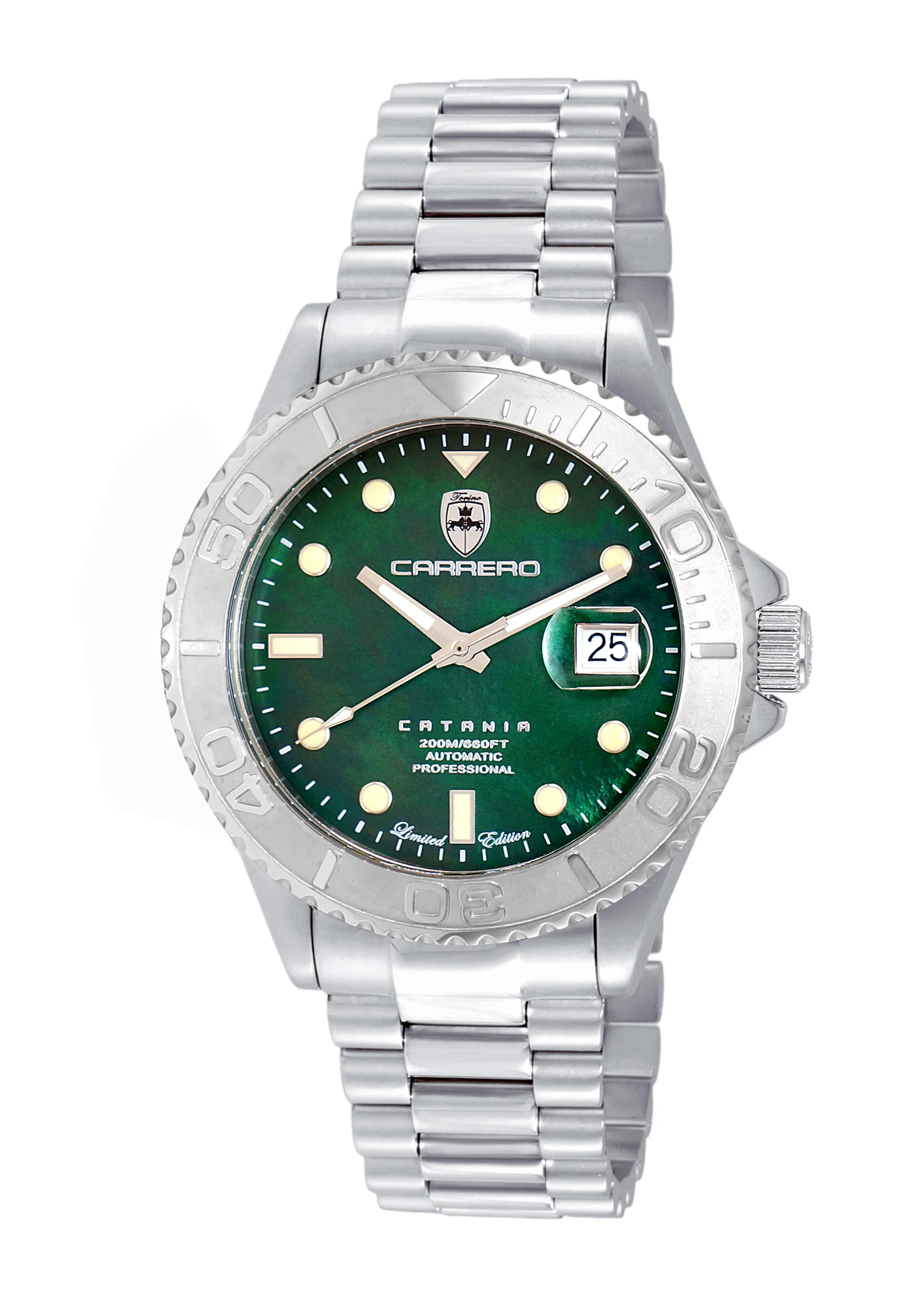 Catania MOP Silvertone-White | Green Dial