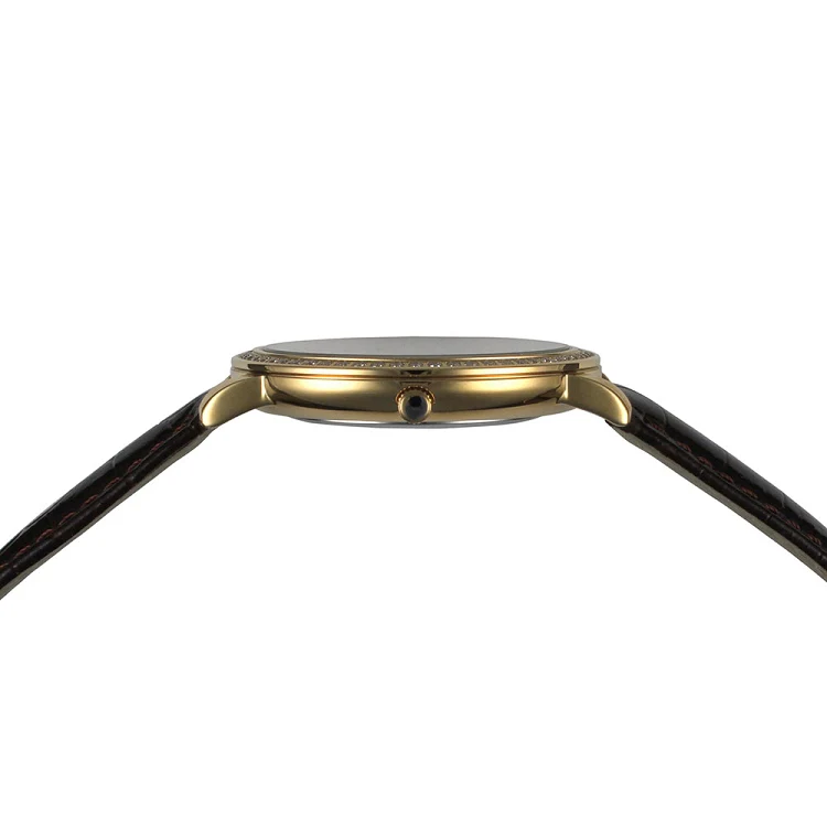 Covington  Series brown band/gold white | White Dial - Image 2