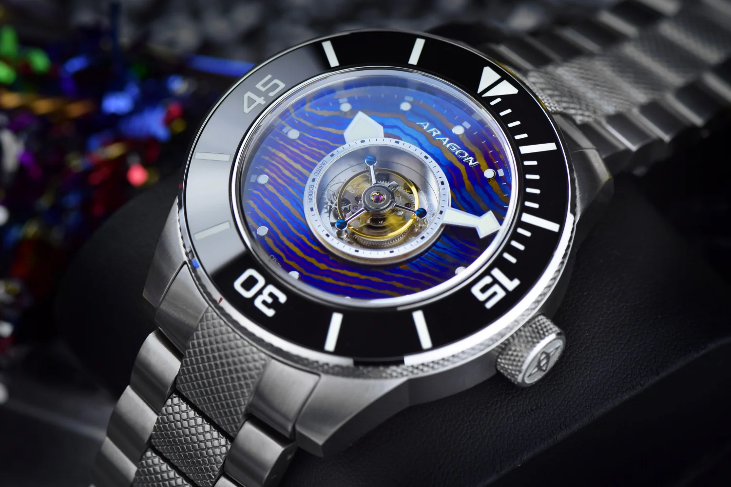 Divemaster Central Tourbillon Automatic 50mm - Heat Treated Damascus Dial - Image 3