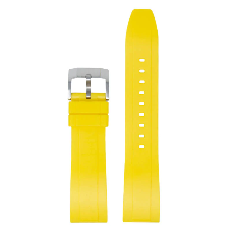 FKM Rubber Strap Yellow / 20mm / Polished Silver - Image 14