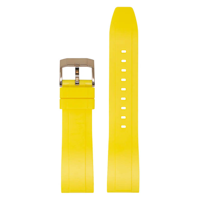 FKM Rubber Strap Yellow / 20mm / Polished Silver - Image 5