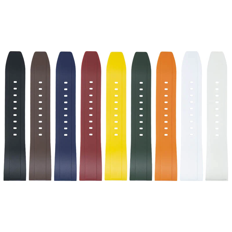 FKM Rubber Strap Yellow / 20mm / Polished Silver - Image 9