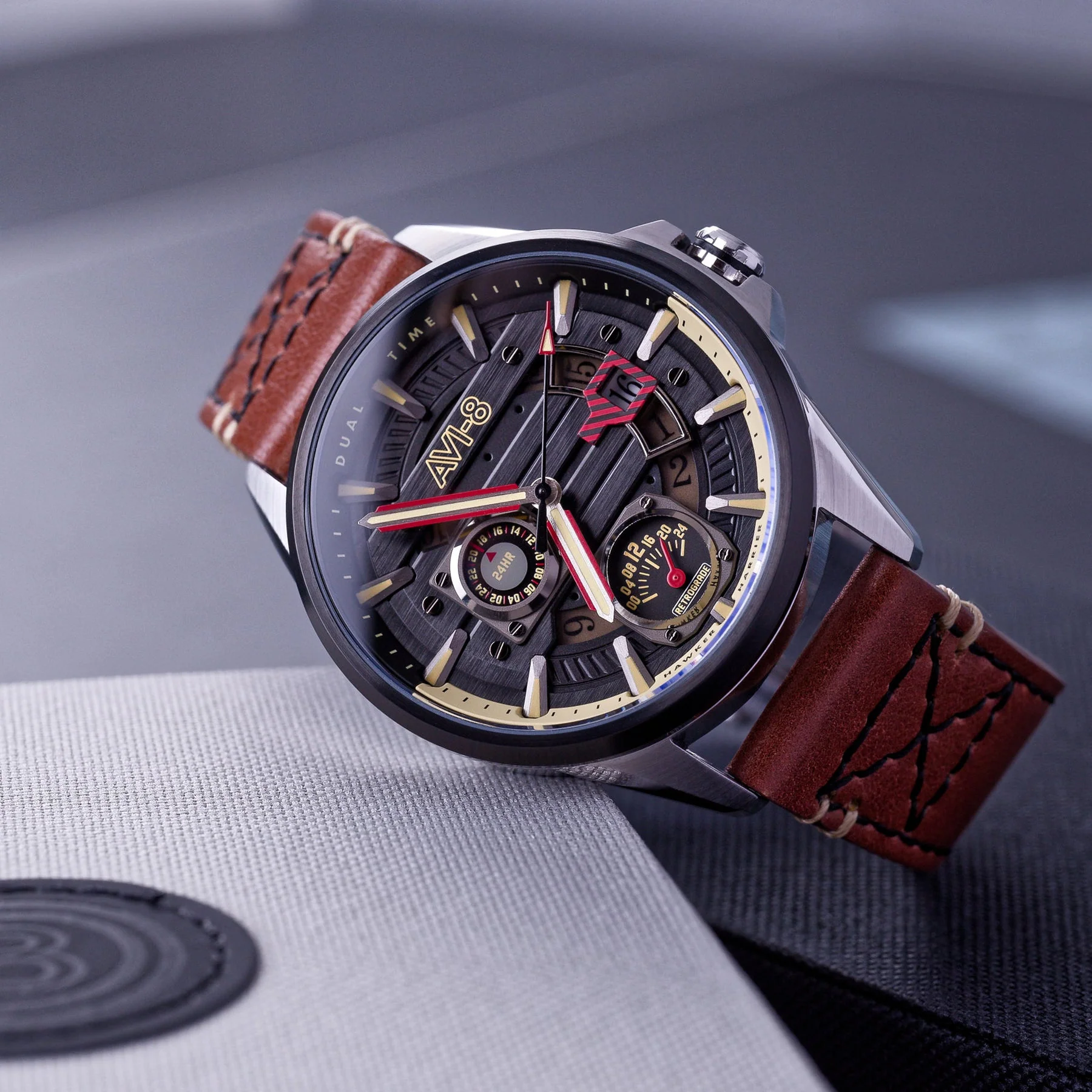 Hawker Harrier Farley Multifunction Black & Brown / Leather | Black Dial - Image 14