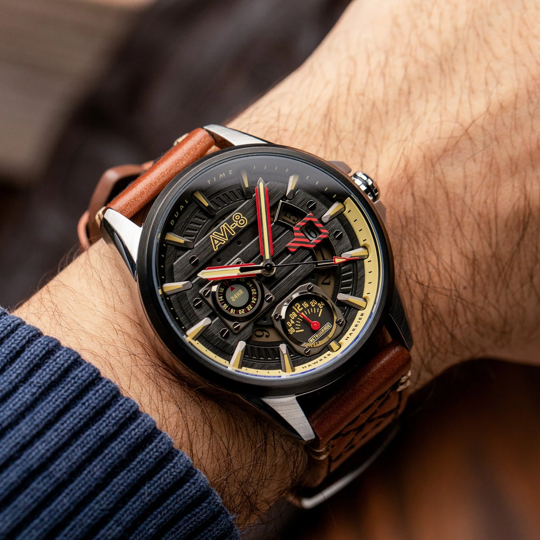 Hawker Harrier Farley Multifunction Black & Brown / Leather | Black Dial - Image 15