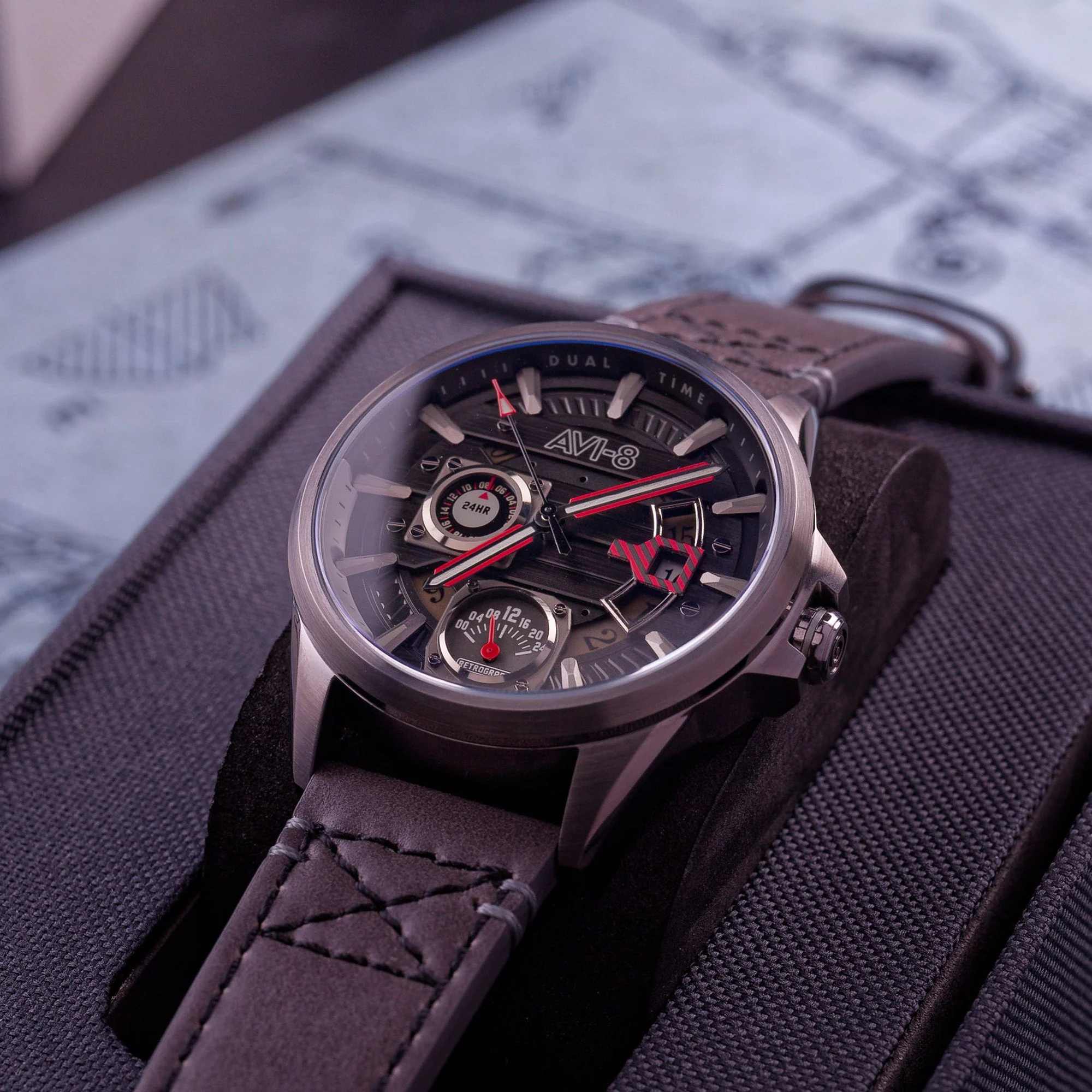 Hawker Harrier Farley Multifunction Quartz Black / Leather | Black Dial - Image 16