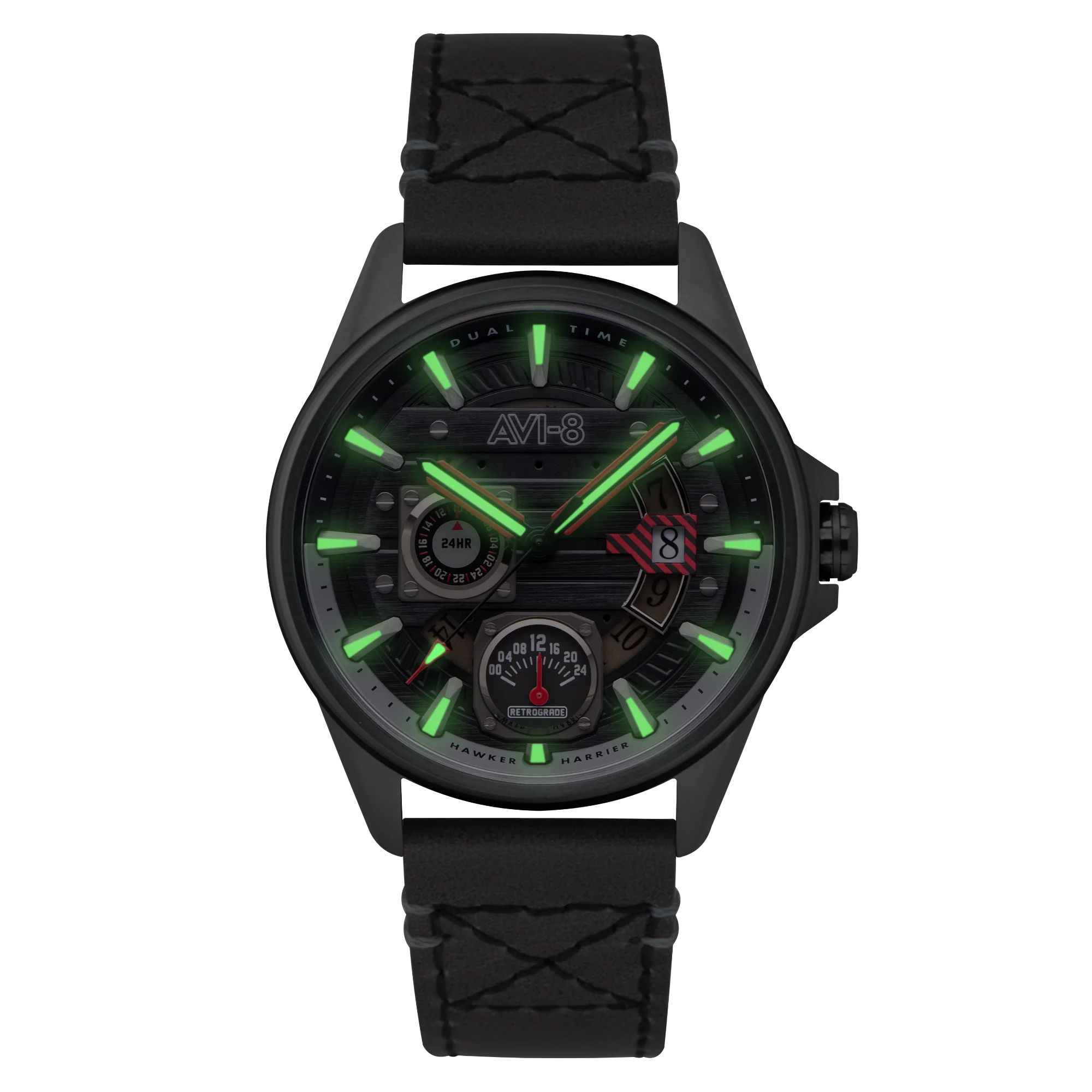 Hawker Harrier Farley Multifunction Quartz Black / Leather | Black Dial - Image 3