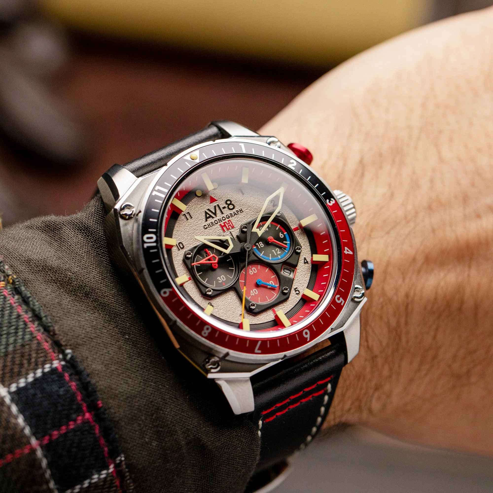 Hawker Hunter Atlas Dual Time Chronograph Gray / Leather | Gray Dial - Image 11