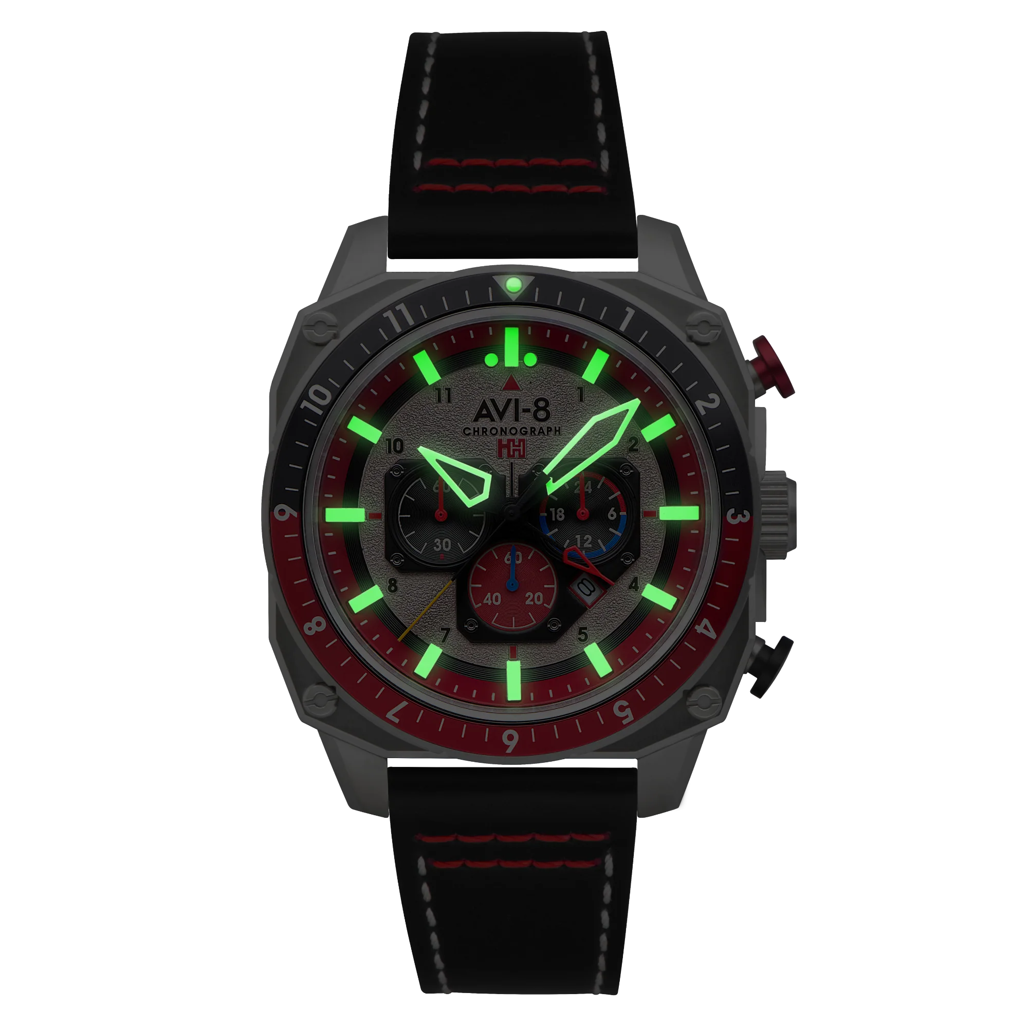 Hawker Hunter Atlas Dual Time Chronograph Gray / Leather | Gray Dial - Image 4
