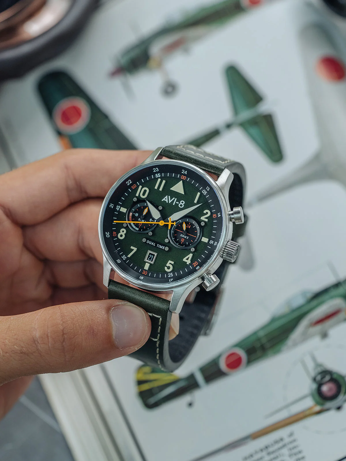 Hawker Hurricane Carey Dual Time Merville | Green Dial - Image 4