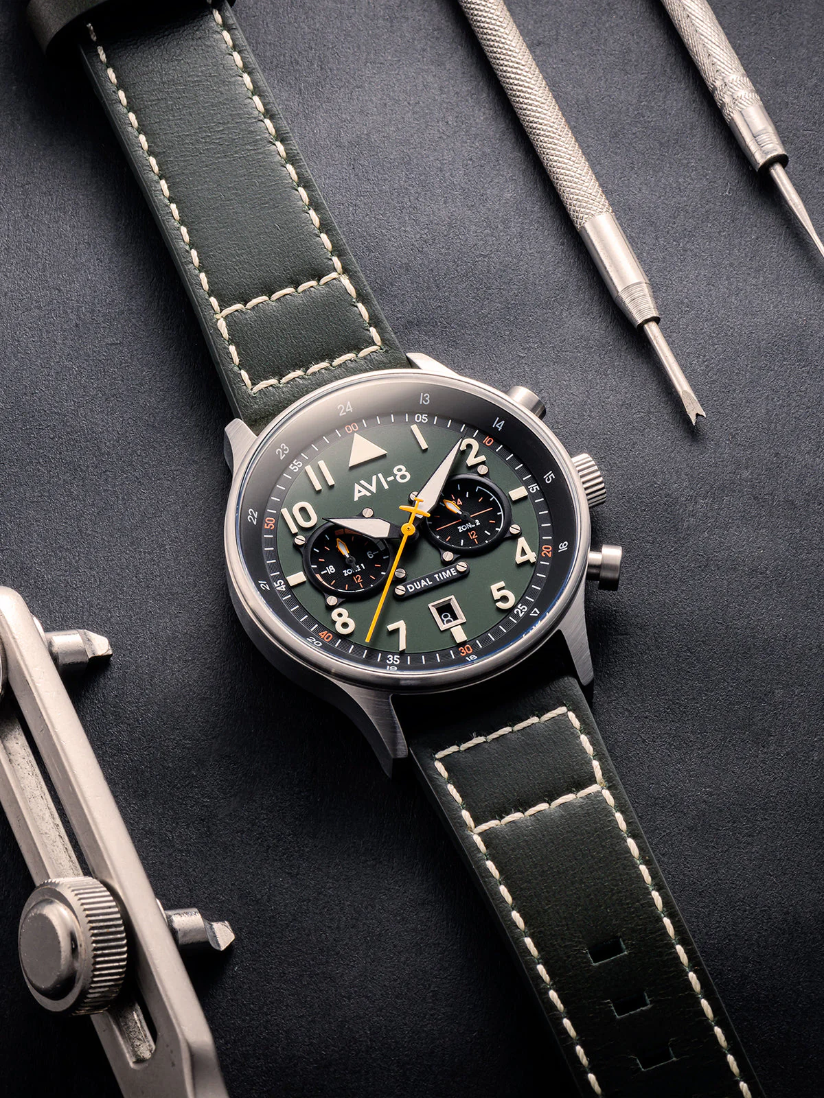 Hawker Hurricane Carey Dual Time Merville | Green Dial - Image 9