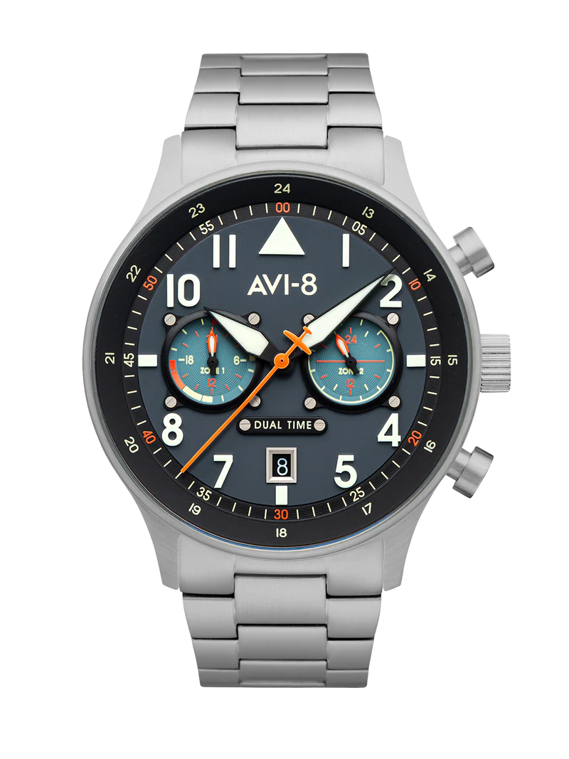 Hawker Hurricane Carey Dual Time Blue & Stainless Steel / Stainless Steel | Blue Dial - Image 16