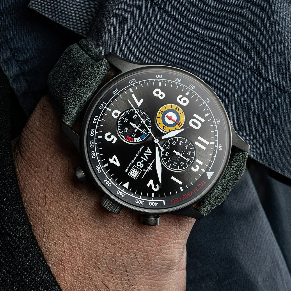Hawker Hurricane Classic Chronograph Gray / Leather | Gray Dial - Image 12