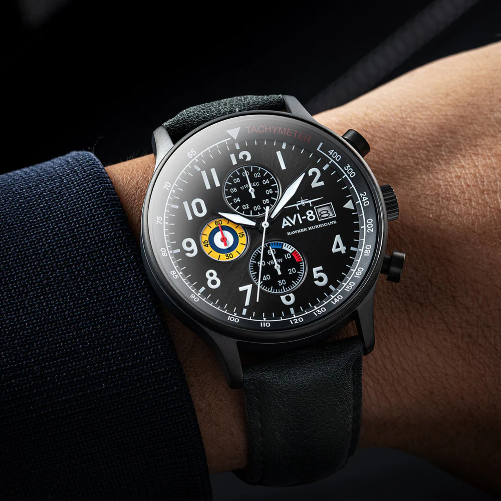 Hawker Hurricane Classic Chronograph Gray / Leather | Gray Dial - Image 19