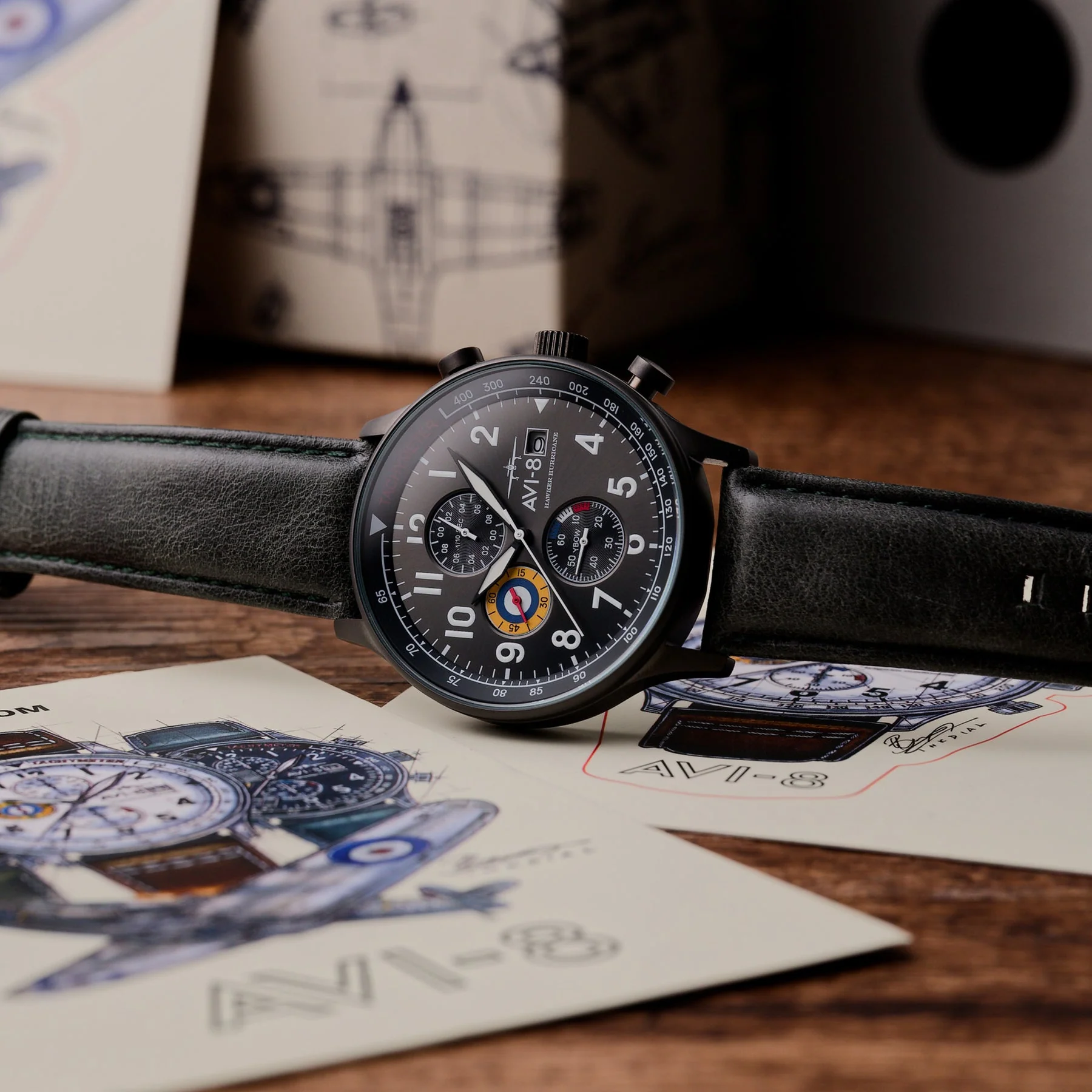 Hawker Hurricane Classic Chronograph Gray / Leather | Gray Dial - Image 25