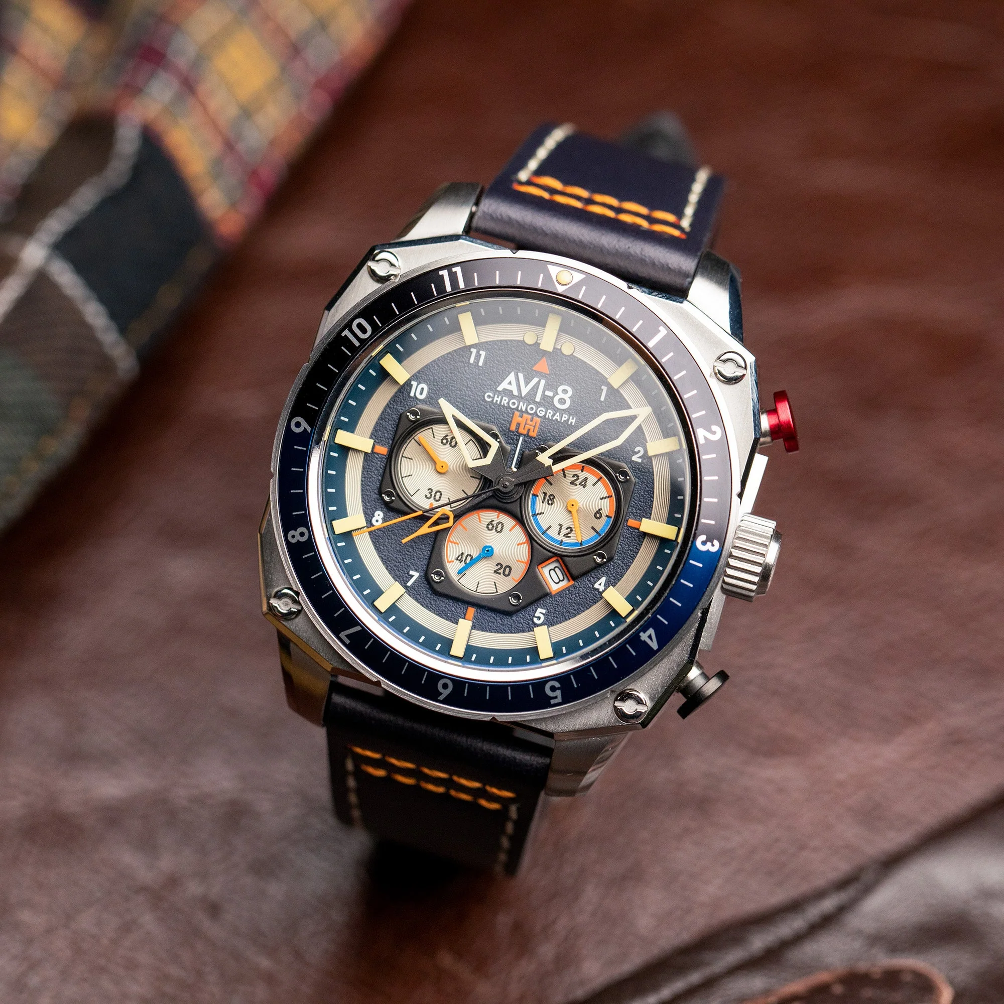 Hawker Hunter Atlas Dual Time Chronograph Blue / Leather | Blue Dial - Image 12