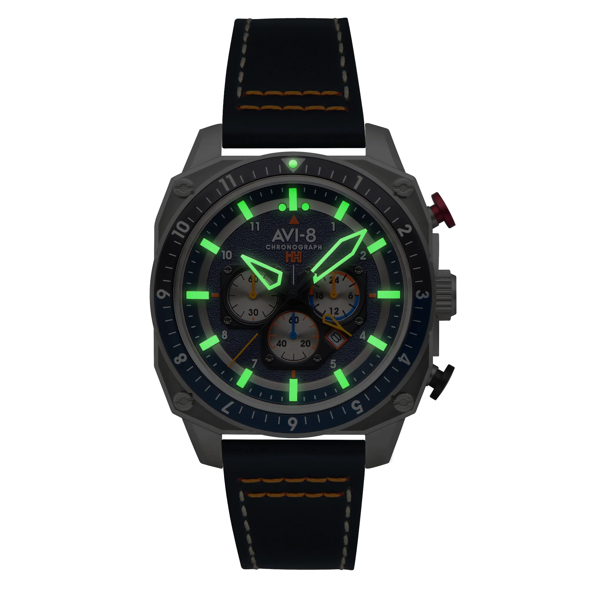 Hawker Hunter Atlas Dual Time Chronograph Blue / Leather | Blue Dial - Image 19