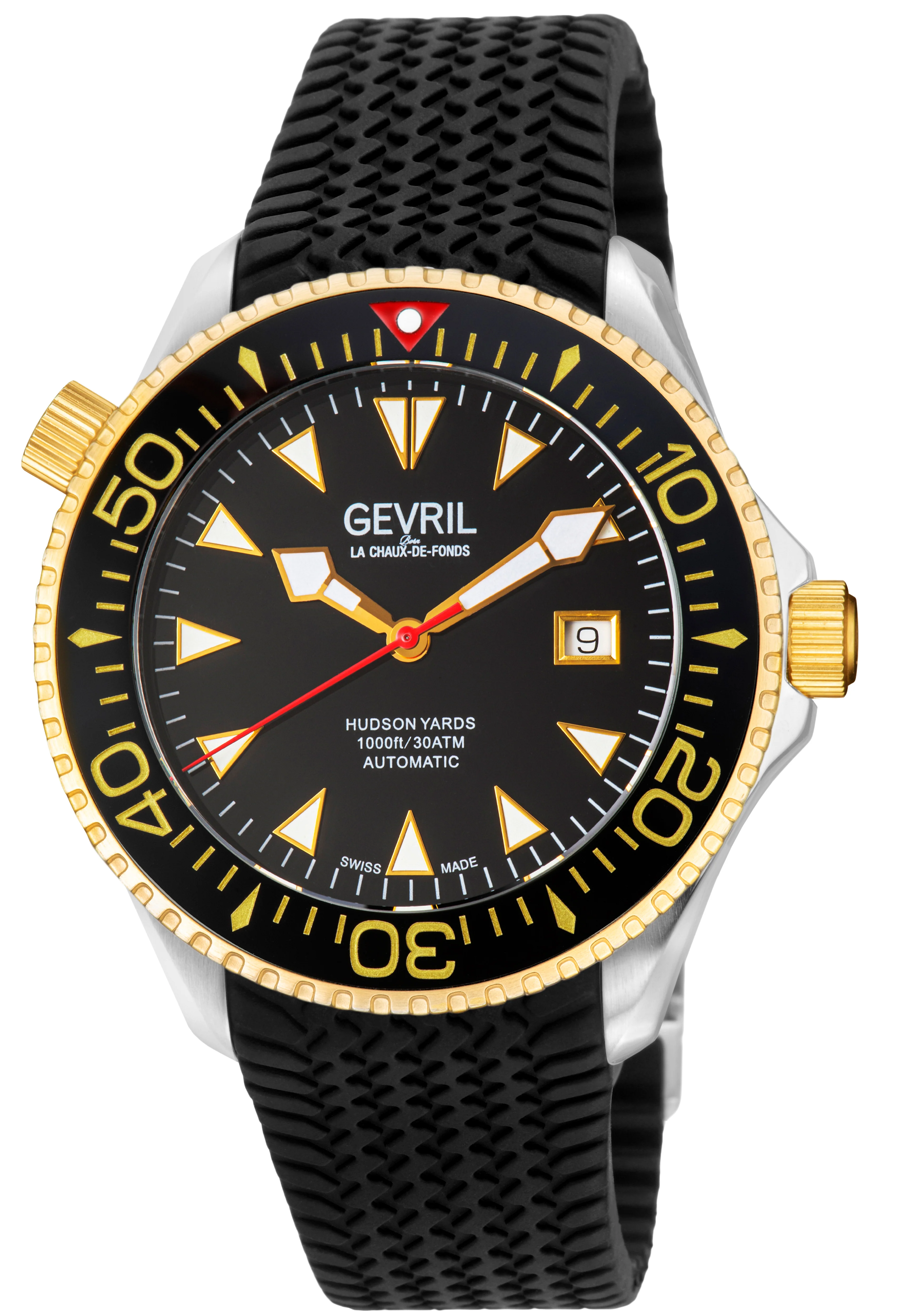 Hudson Yards  -  Rubber Swiss Made SW200 ceramic rotating bezel helium valve, Blue Rubber Blue Dial