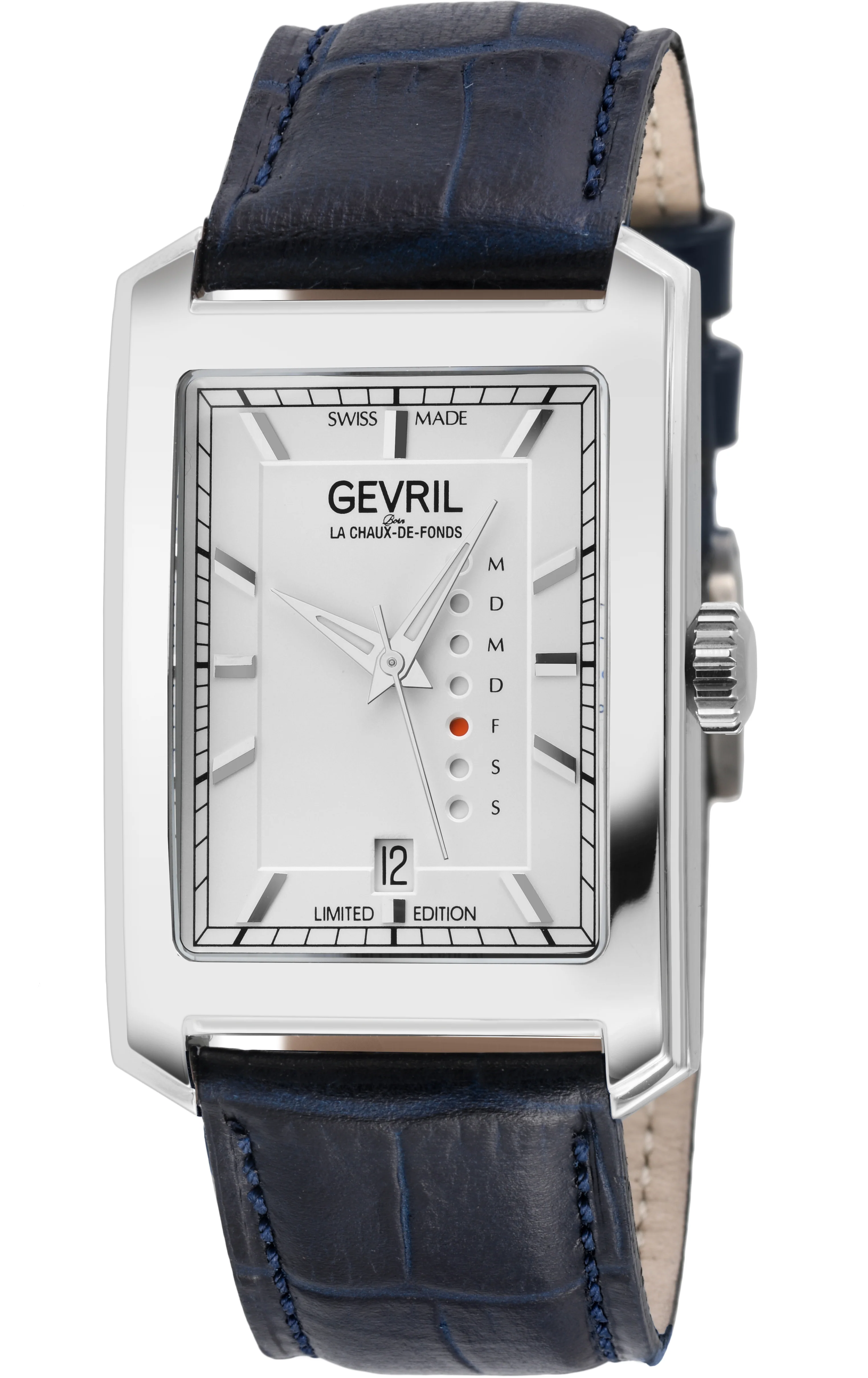 Manhattanhenge Gevril Swiss Made Automatic, 316L Case, White Dial, Black Italian Leather Strap | White Dial