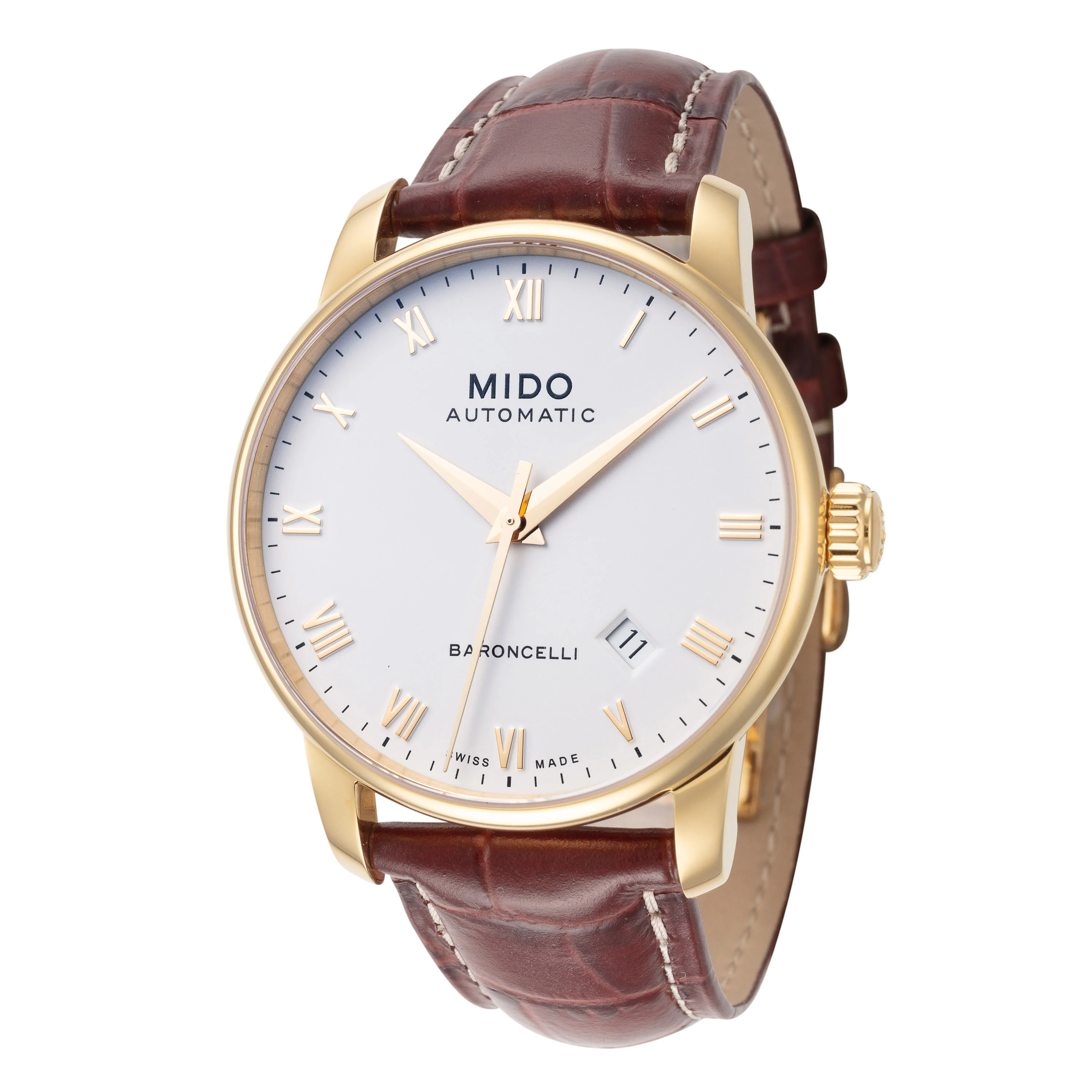 Mido 38mm / Brown / White | White Dial