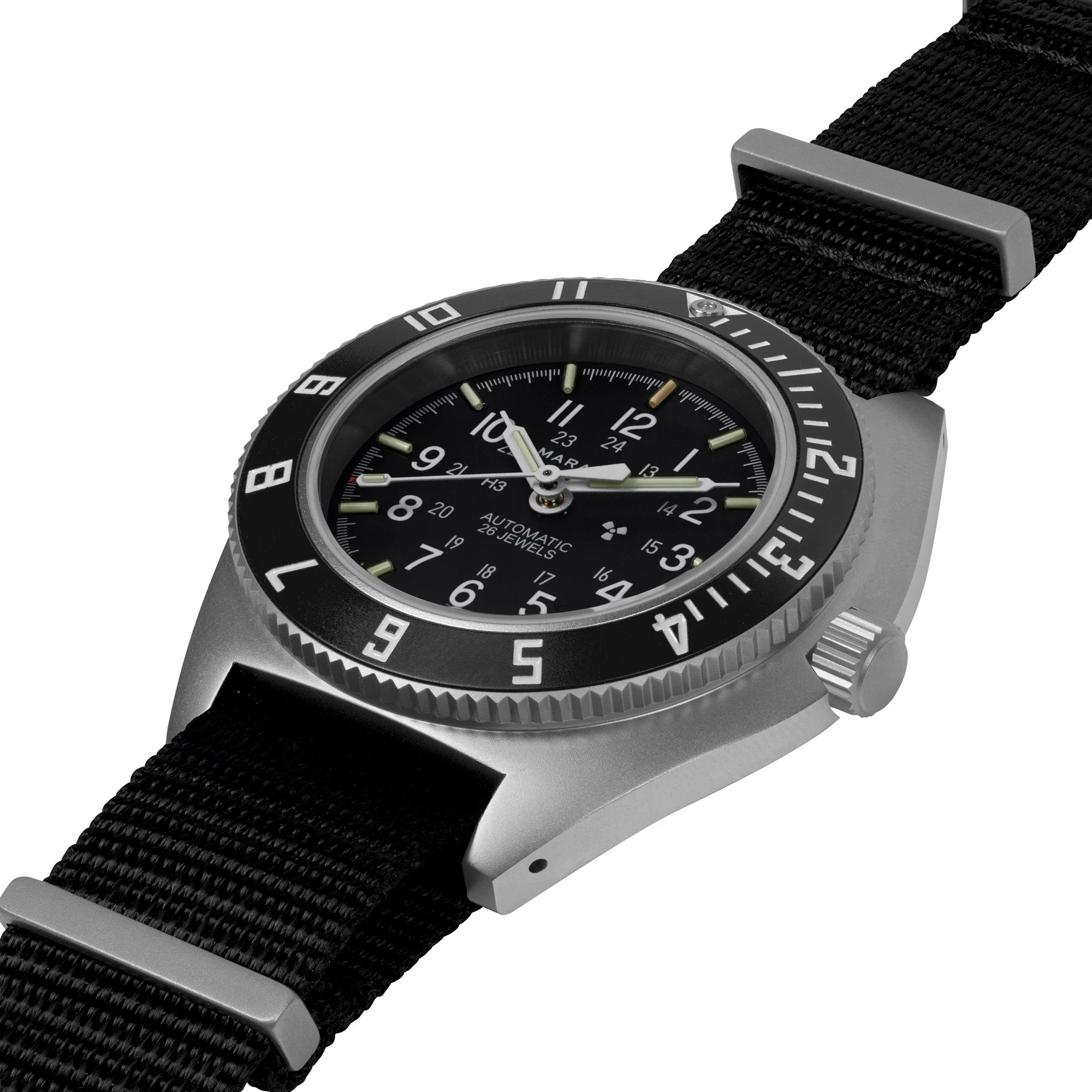 NAV, DATE, AUTO, SAPH, NGM, COL: SS/BKPS DS NYLON 11" AUTO SSNAV With Date on DEFSTAN | Black Dial - Image 3