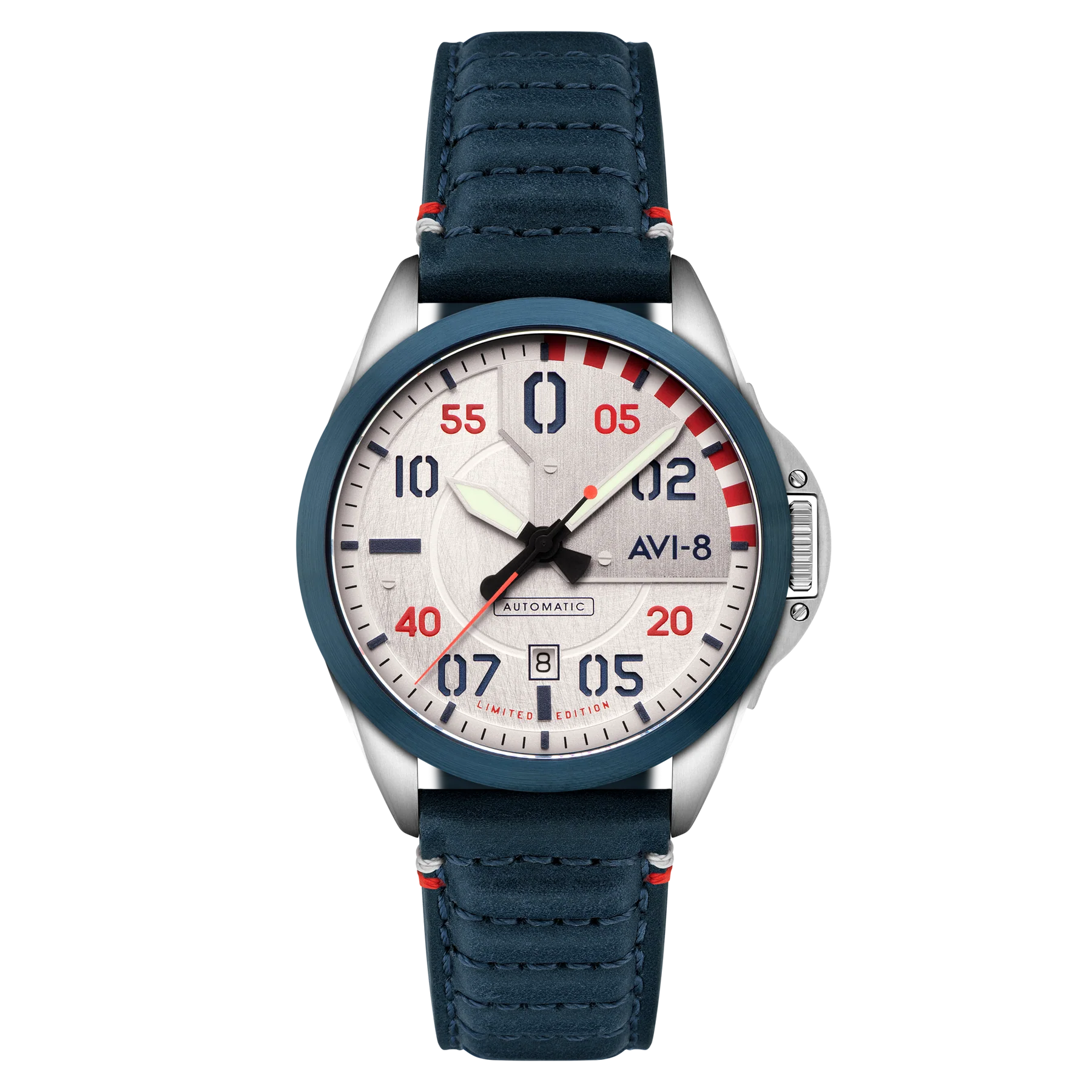 P-51 Mustang Hitchcock Automatic 85th Anniversary Limited Edition Blue / Genuine Leather Strap | Silver Dial