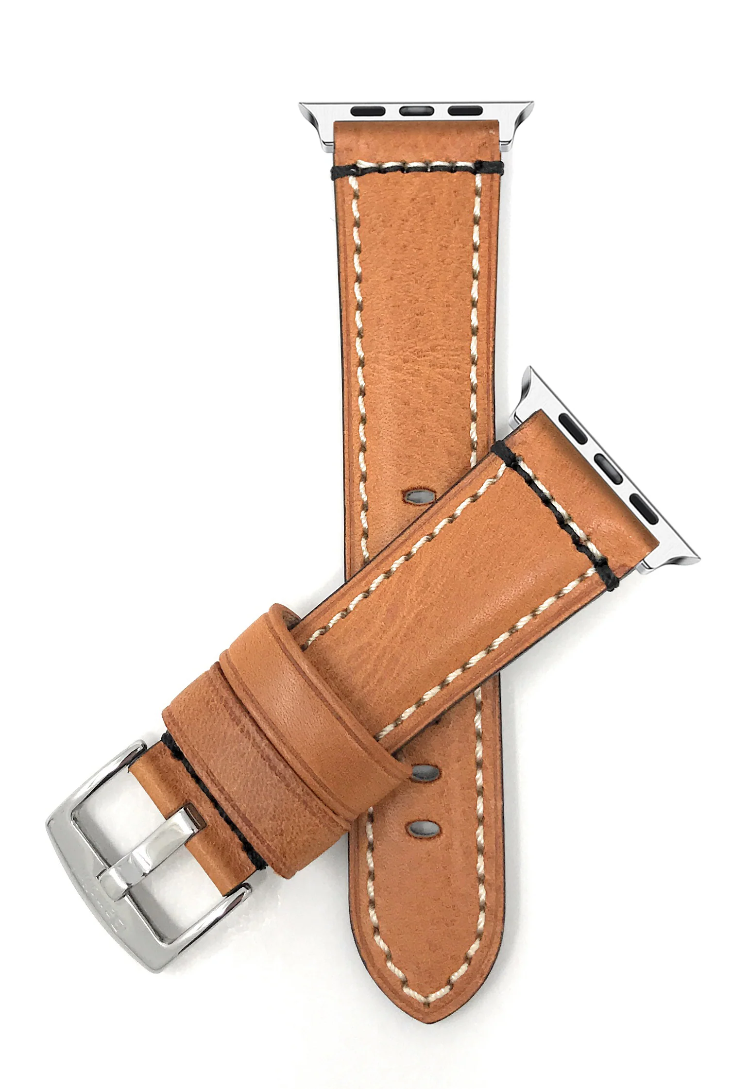 Premium Double Stitched Leather Band for Apple Watch Series 8/7/6/5/4/3/2/1/SE Tan (38mm | 40mm | 41mm) | Dial