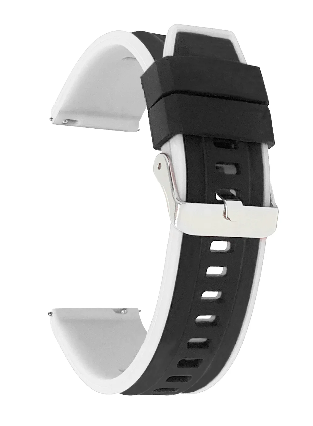 SIL.300 | Two-Tone Quick Release Rubber Silicone Watch Band - 22mm, Black / White 22mm / Black & White |  Dial
