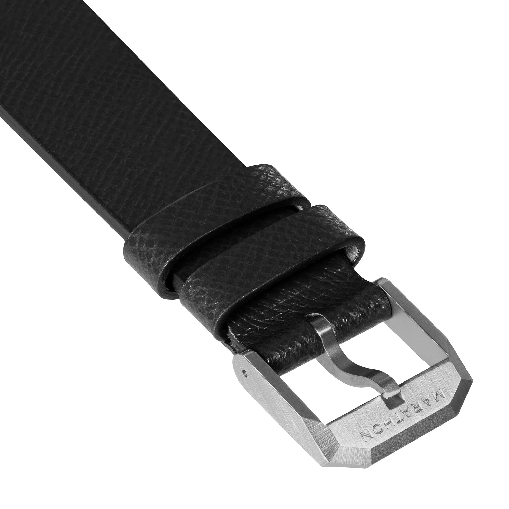 STRAP, 20mm, ITALIAN LEATHER, CROSS HATCH, STEEL BUCKLE, BLACK, XL ITALIAN LEATHER, CROSS HATCH - Image 4