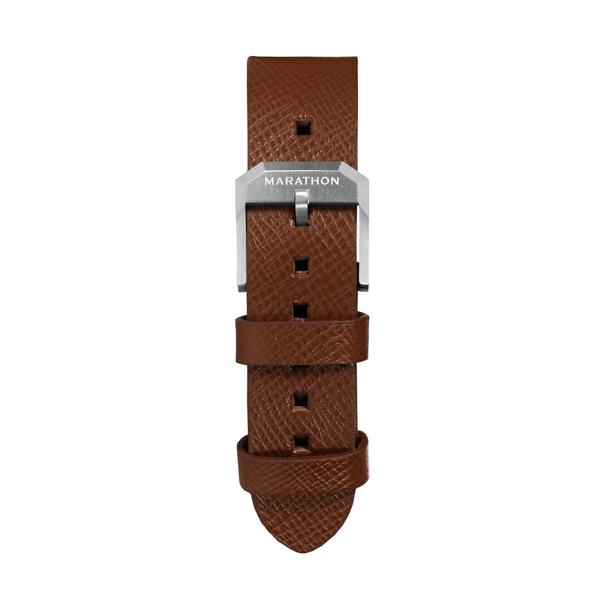 STRAP, 20mm, ITALIAN LEATHER, CROSS HATCH, STEEL BUCKLE, COGNAC, XL ITALIAN LEATHER, CROSS HATCH - Image 2