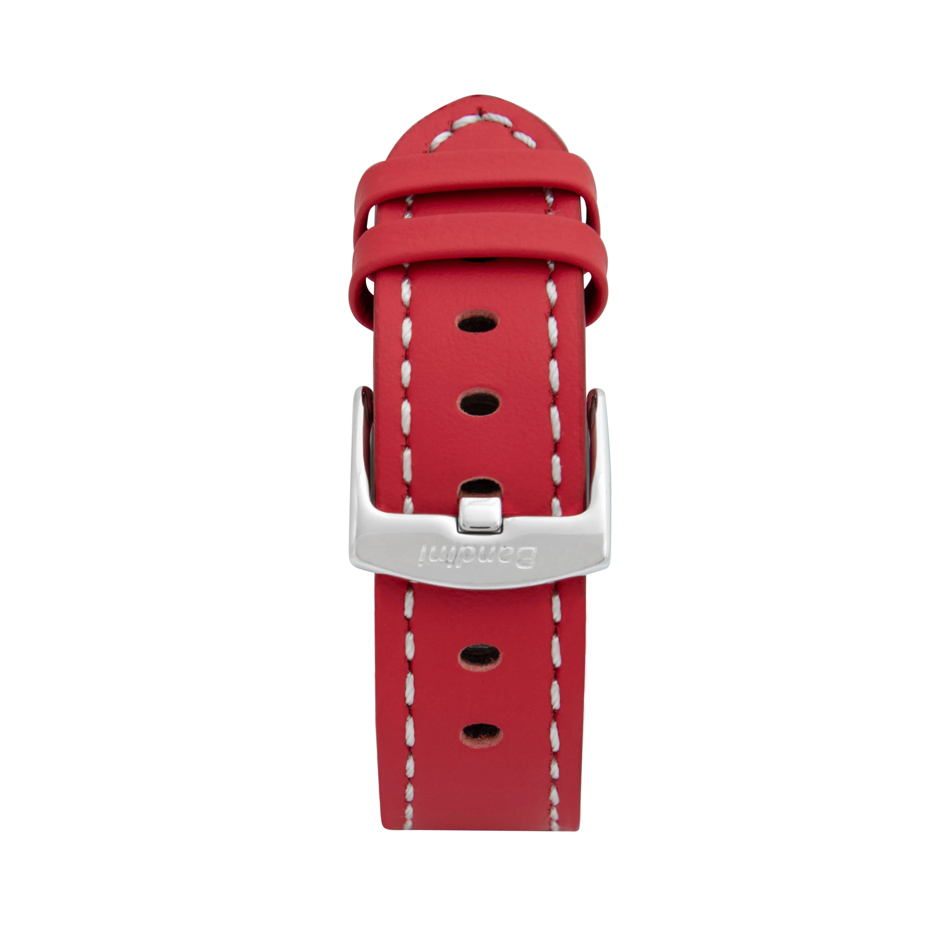 Thick Leather Racer Band with Stitch for Apple Watch Ultra & Series 8/7/6/5/4/3/2/1/SE Red (42mm | 44mm | 45mm | 49mm) |  Dial - Image 3