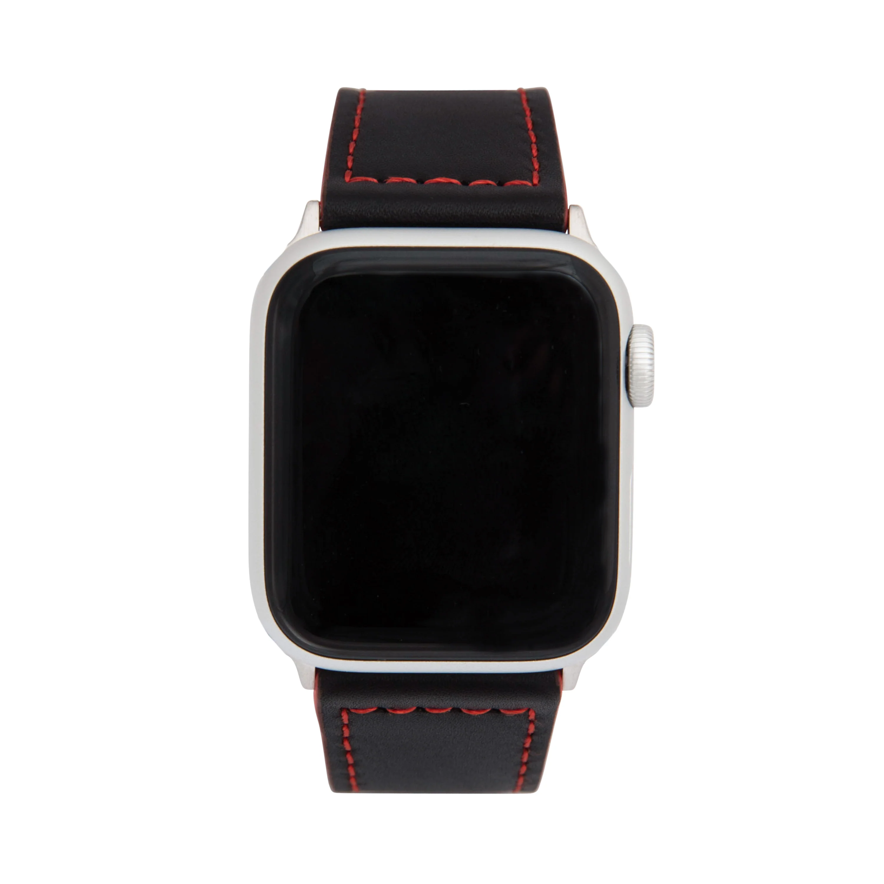 Thick Leather Two-Tone Racer Band for Apple Watch Ultra & Series 8/7/6/5/4/3/2/1/SE Black & Red (42mm | 44mm | 45mm | 49mm) |  Dial - Image 2