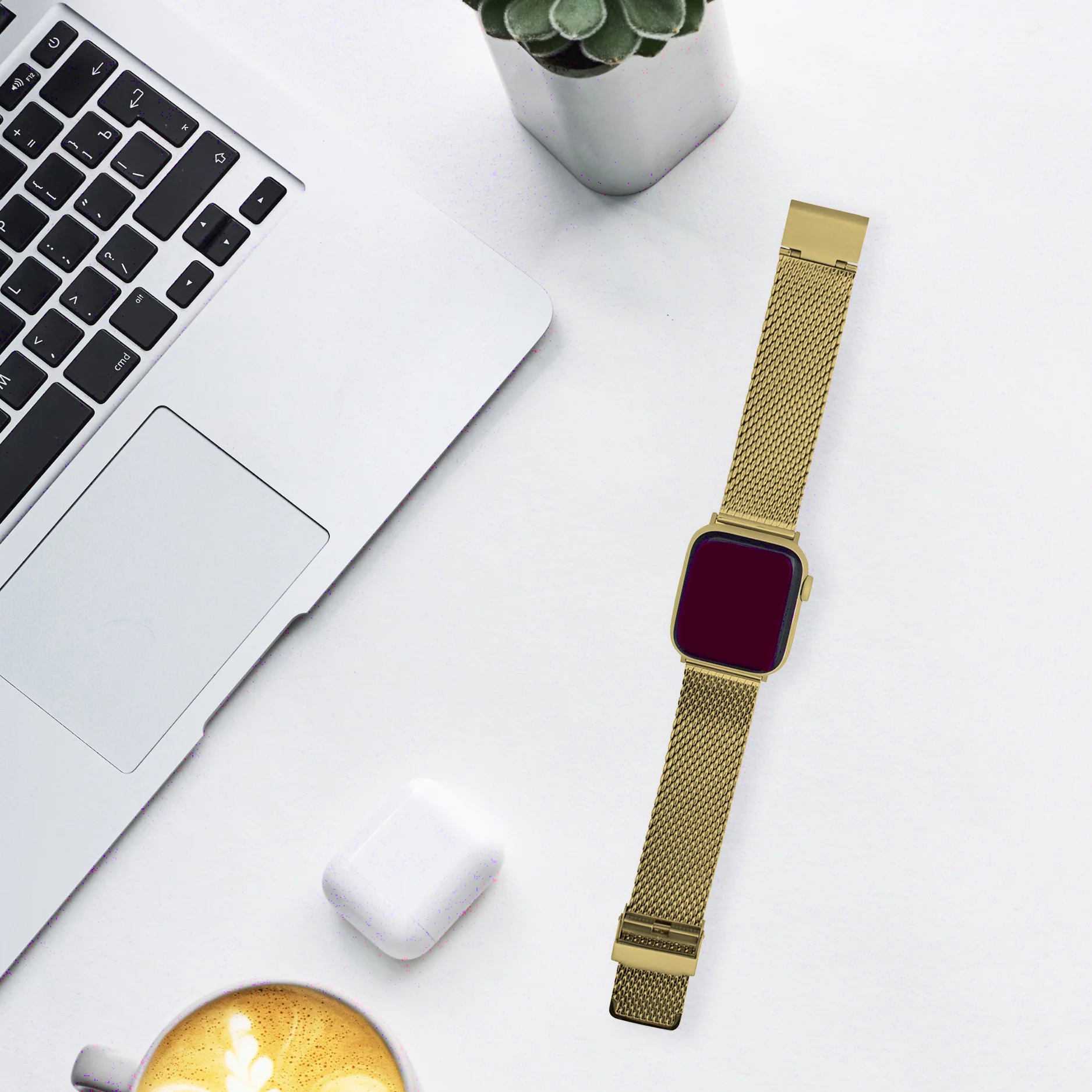 Thick Mesh Band for Apple Watch Series 8/7/6/5/4/3/2/1/SE Gold (38mm | 40mm | 41mm) | Dial - Image 4