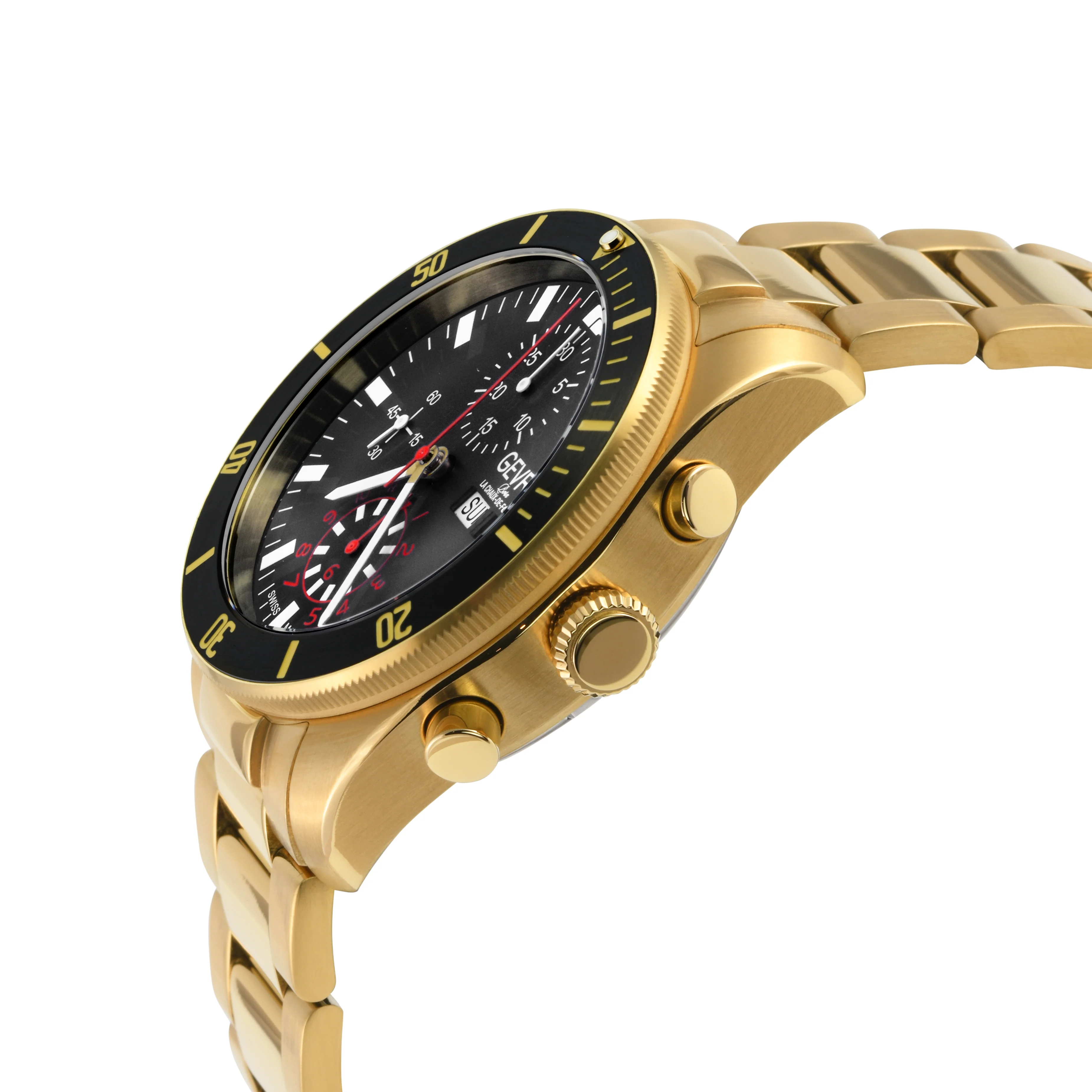 Yorkville - Chronograph Gevril Yorkville Swiss Automatic Chronograph  Watch, IPYG Case, Black/Gold bezel, Gray Dial, SS/IPYG Bracelet. | Gray Dial - Image 2